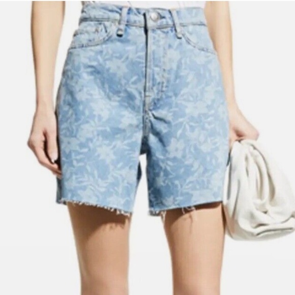 Rag & Bone Maya High Rise Floral Laser Print Raw Hem 6” Jean Short Size 25 EUC! - Picture 4 of 15